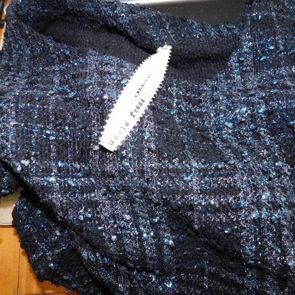 NWT Dark Blue Sequin Dress UNCLE FRANK S 6 8 - Picture 4 of 5
